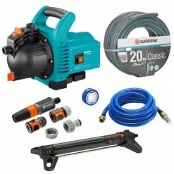 Pack Pompe D'arrosage 3000/4 + Tuyau Ø19mm 20m + Kit Aspiration Laiton + Kit Base + Arroseur 350m² GARDENA
