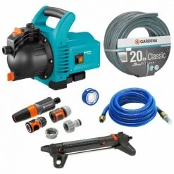 Pack Pompe D'arrosage 3000/4 + Tuyau Ø19mm 20m + Kit Aspiration Laiton + Kit Base + Arroseur 150m² GARDENA