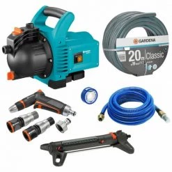 Pack Pompe D'arrosage 3000/4 + Tuyau Ø19mm 20m + Kit Aspiration Laiton + Kit Base Premium + Arroseur 150m² GARDENA