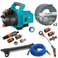 Pack Pompe D'arrosage 3000/4 + Tuyau Ø19mm 2x20m + Kit Connexion + Kit Aspi Laiton + Kit Base + Arroseur 350m² + Fusil GARDENA