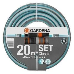 GARDENA Kit Tuyau D'arrosage Classic – Longueur 20m – Ø15mm – Haute Résistance Pression 22 Bar Maximum – Garantie 12 A