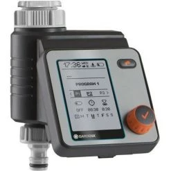 GARDENA Programmateur D'arrosage Master– Ecran LCD – Pile 9V Non Fournie – Pression Max 12 Bar – Résistant A L'eau –